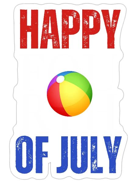 Happy Fourth of July Pool Party Beachball - Sticker - white matte - Front