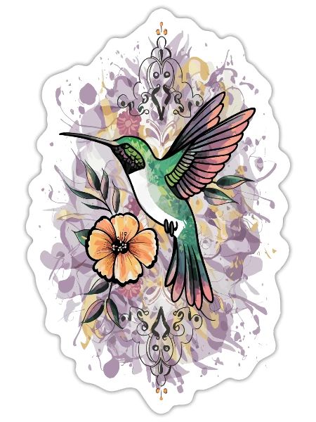 Colorful Hummingbird Bird for Ornithologist - Sticker - white matte - Front