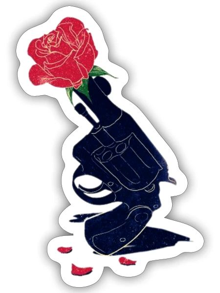Revolutionary Rose and Revolver Design - Sticker - white matte - Front