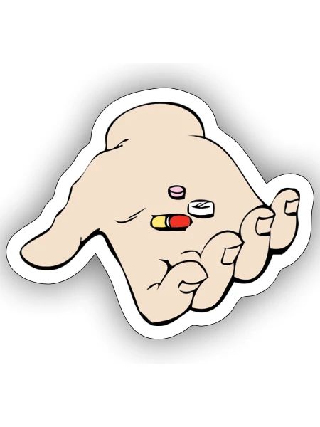Pill Palette Hand - Sticker - white matte - Front