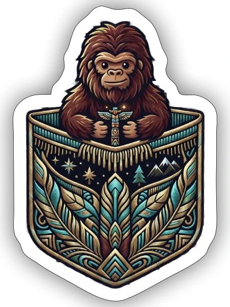 Orangutan Crest Shield Pocket Tee Sasquatch - Sticker - white matte - Front