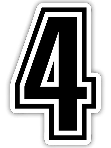 4 - number 4 - jersey number for sportsteam - Sticker - white matte - Front