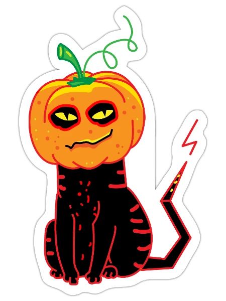 Pumpkin cat halloween - Sticker - white matte - Front