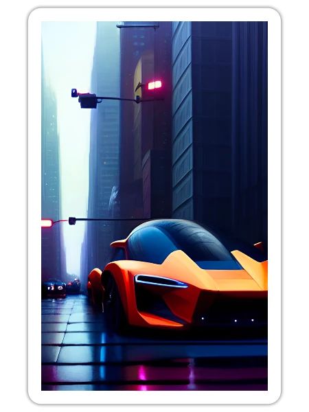 Futuristic car - Sticker - white matte - Front