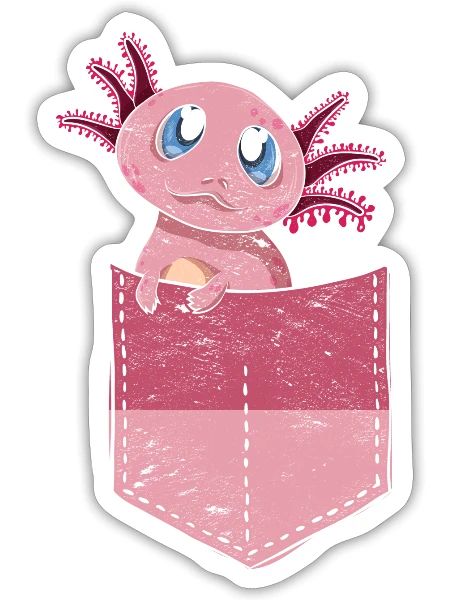 Salamander gift cute chest bag axolotl - Sticker - white matte - Front