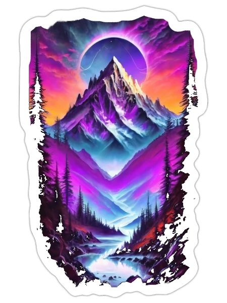 Néon Paysage - Sticker - blanc mat - Devant