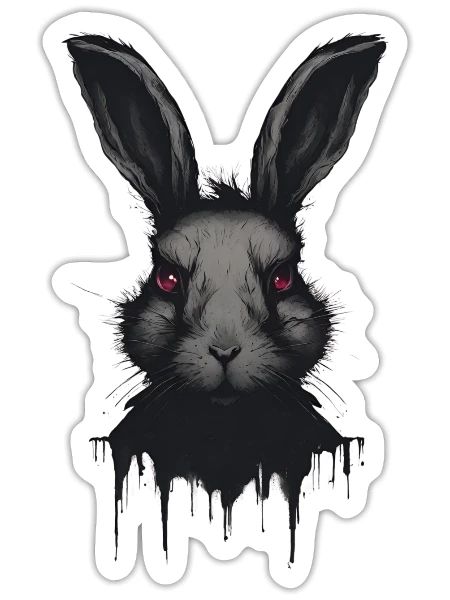 Gruseliger schwarzer Hase - Sticker - white matte - Front