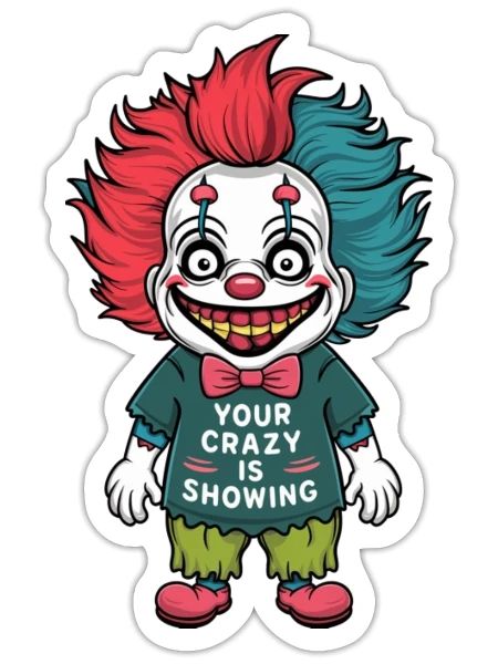 Psychotic Clown Your Crazy is Showing - Sticker - white matte - Front