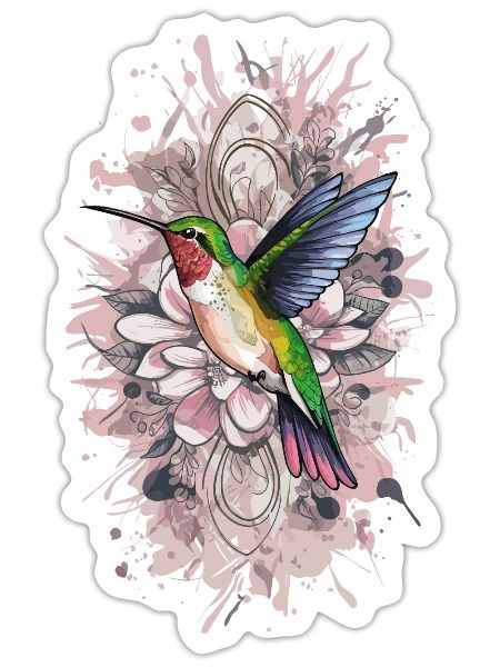 Colorful Hummingbird Bird for Ornithologist - Sticker - white matte - Front