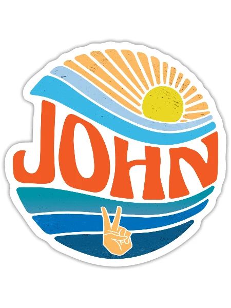 John Shirt Vintage Sunset John Groovy Tie Dye - Sticker - white matte - Front