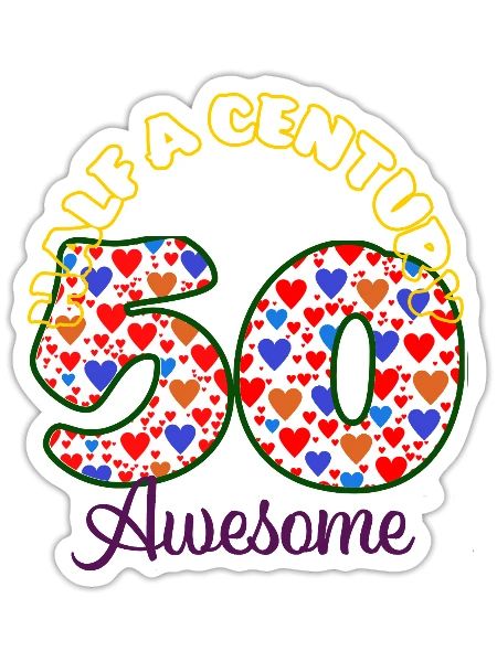 Bday t shirt 50 - Sticker - white matte - Front