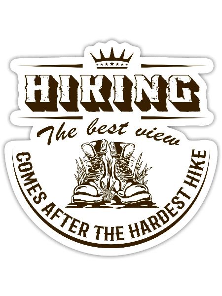 Hiking View Hiking Boots Mountains Alps - Sticker - white matte - Front