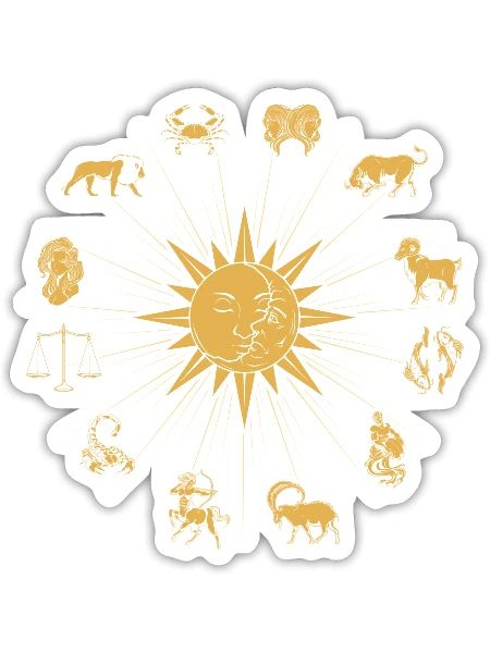 Sun And Moon All Zodiac Signs - Sticker - white matte - Front