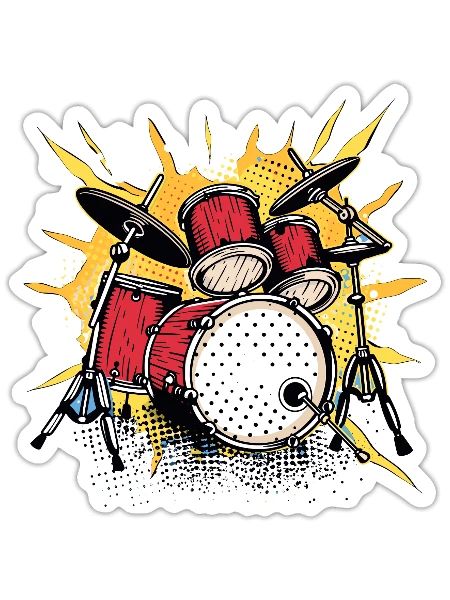 Cartoony Drum Kit - Sticker - white matte - Front