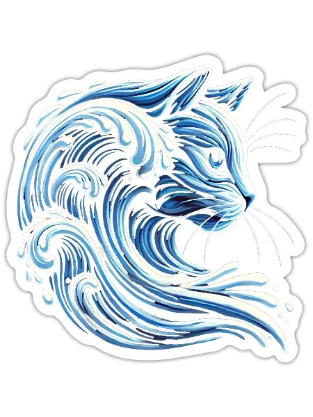 Cute Wave of Blue Cats for Kamala Harris Funny - Sticker - white matte - Front