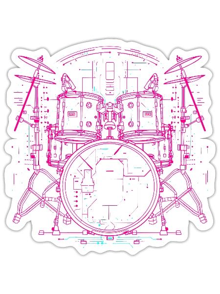 Trap Set Line Art - Sticker - white matte - Front