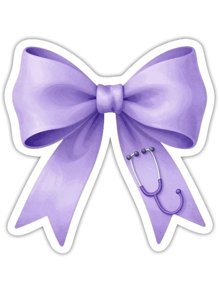 Lavender Bow Stethoscope - Sticker - white matte - Front