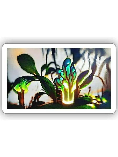 Futuristic glowing plants - Sticker - white matte - Front