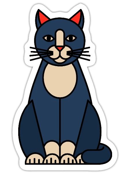 Blue Cat Illustration with Cream Belly - Sticker - white matte - Front