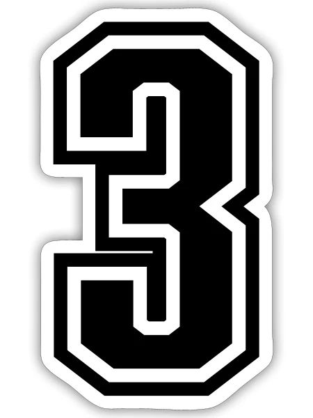 3 - number 3 - jersey number for sportsteam - Sticker - white matte - Front