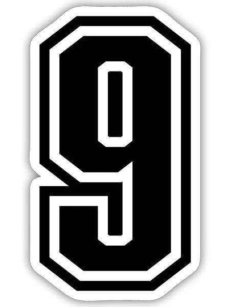 9 - number 9 - jersey number for sportsteam - Sticker - white matte - Front