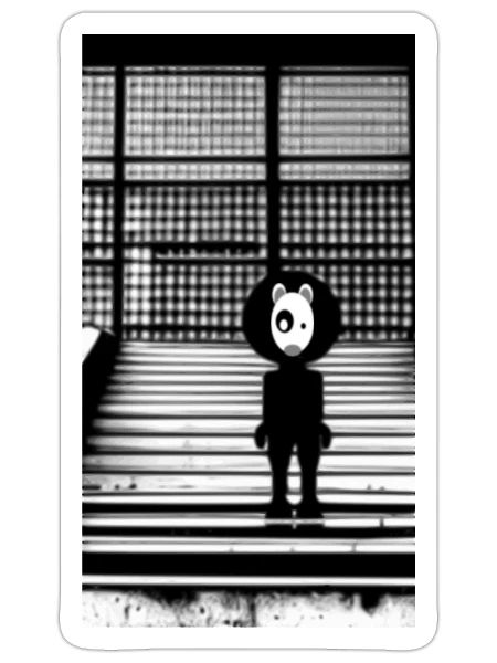 Dog in Hoodie Standing on the Steps - Street Art - Sticker - white matte - Front