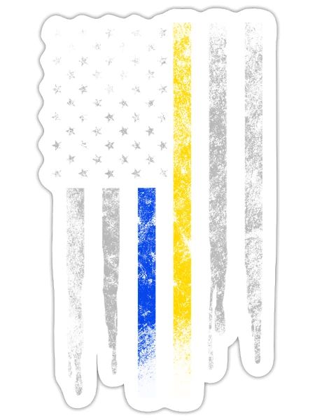 Gold Blue Line 911 Police Dispatcher First - Sticker - white matte - Front