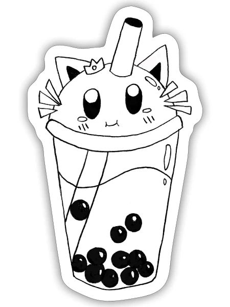 Bubble Tea Cat - Sticker - white matte - Front
