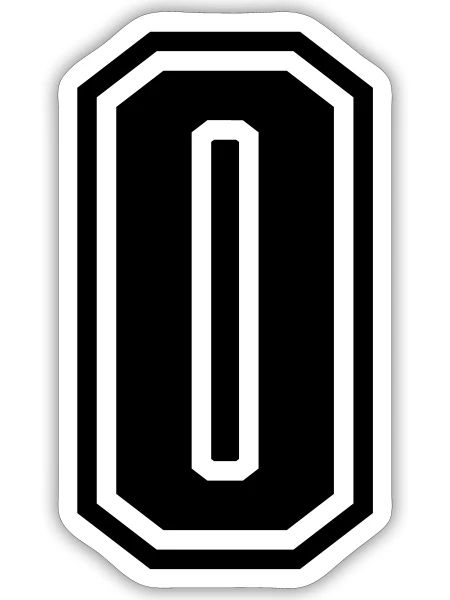 0 - number 0 - jersey number for sportsteam - Sticker - white matte - Front