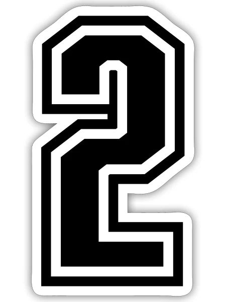 2 - number 2 - jersey number for sportsteam - Sticker - white matte - Front