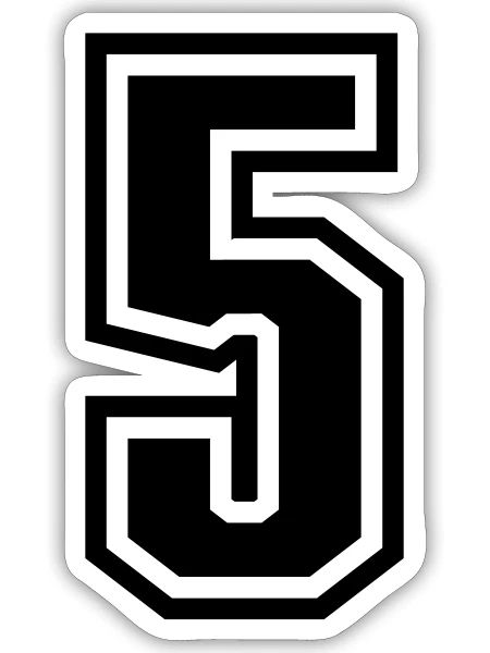 5 - number 5 - jersey number for sportsteam - Sticker - white matte - Front