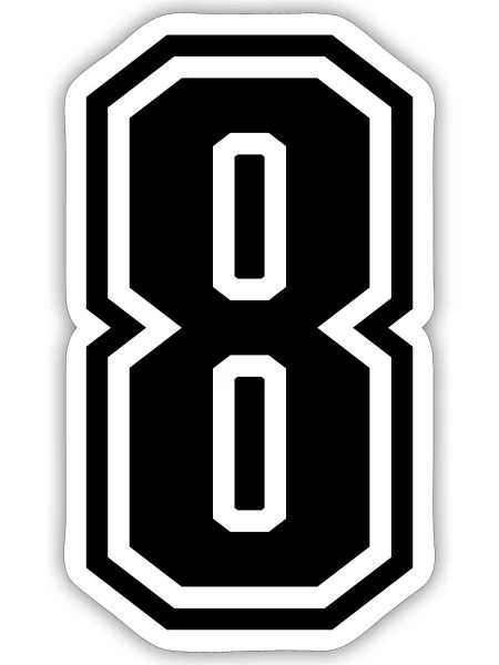 8 - number 8 - jersey number for sportsteam - Sticker - white matte - Front