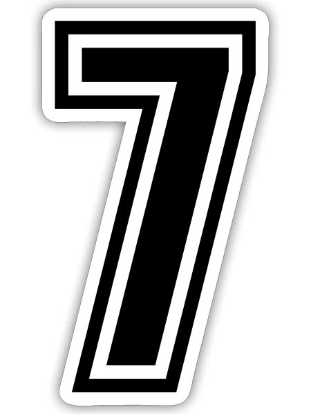 7 - number 7 - jersey number for sportsteam - Sticker - white matte - Front