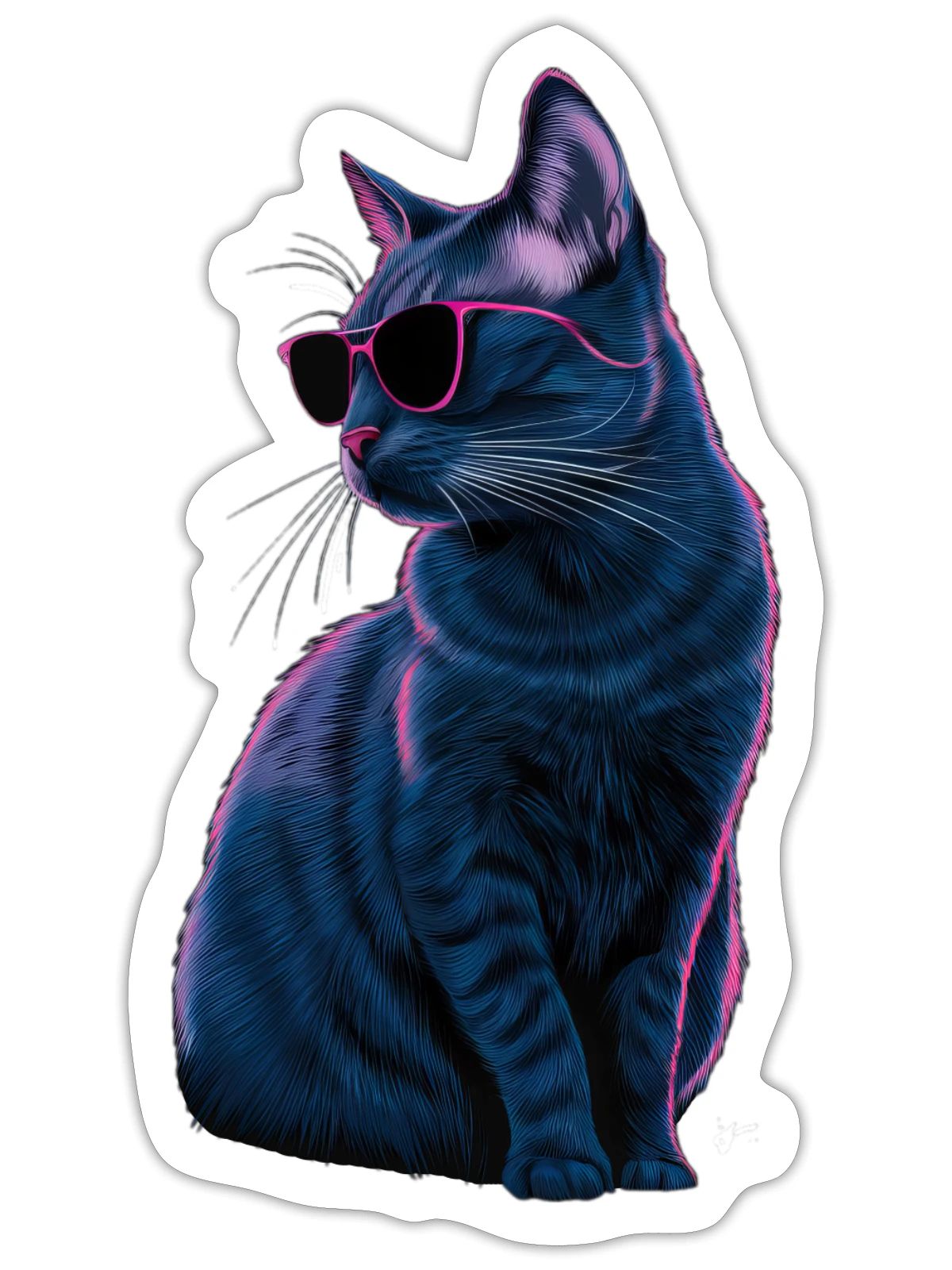 Russian Blue Cat Sunglasses - Sticker - white matte - Front