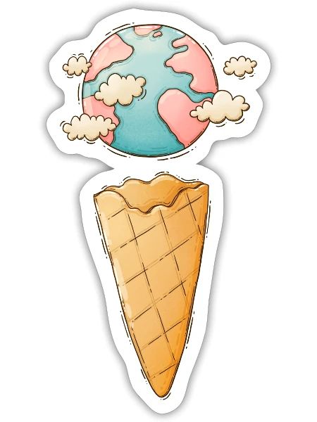 Ice Cream Cone Planet - Sticker - white matte - Front