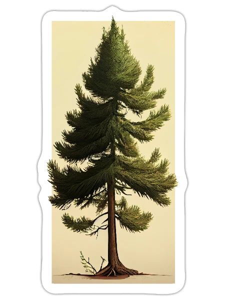 Minimalist Pine Tree Art for a Natural Look - Sticker - white matte - Front