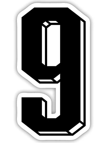 jersey number 9 - Sticker - white matte - Front