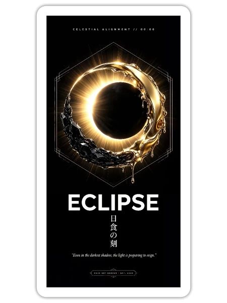 Eclipse Celestial Liquid Gold Aesthetic Graphic Te - Sticker - white matte - Front