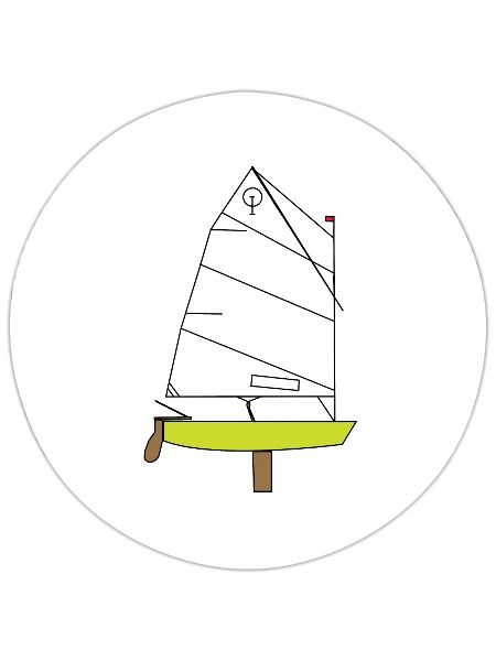 Optimist Sailing Dinghy - Sticker - white matte - Front