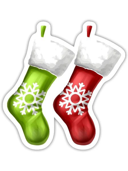 Socks On Fireplace Stockings On Chimney Christmas - Sticker - white matte - Front