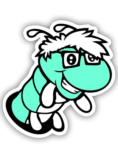 Nerd caterpillar peeks through hole Geek worm cool - Sticker - white matte - Front