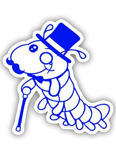 Caterpillar Sir Rich Man Monocle Glasses Top Hat - Sticker - white matte - Front