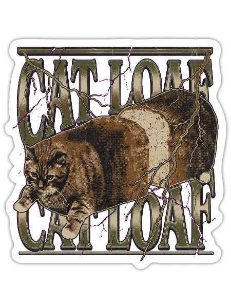 Cat Loaf Heavy Metal Parody - Sticker - white matte - Front