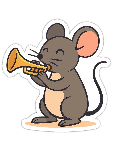 Mouse plays trumpet - Sticker - white matte - Front