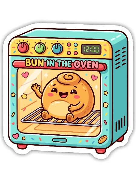 Expecting Mother Bun In The Oven Funny Pregnancyv - Sticker - white matte - Front