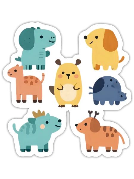 Pastel Animal Parade - Sticker - white matte - Front