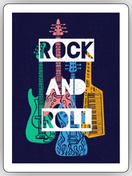 Guitares rock and roll - Sticker - blanc mat - Devant