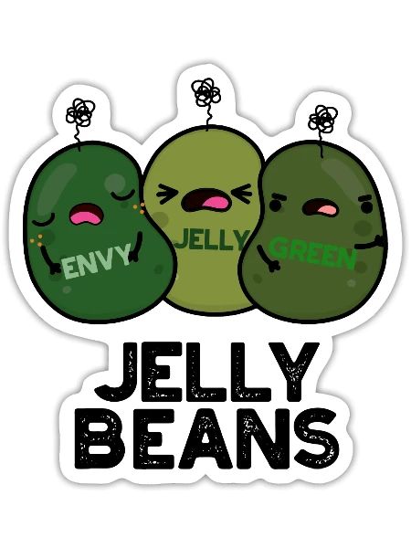 Jelly Beans Funny Jealous Candy - Sticker - white matte - Front