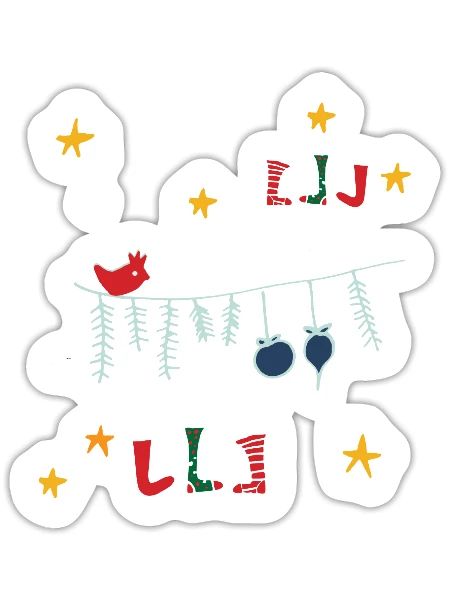 Christmas Bird And Socks - Sticker - white matte - Front