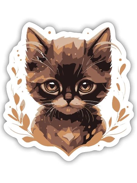 color cat face design - Sticker - white matte - Front